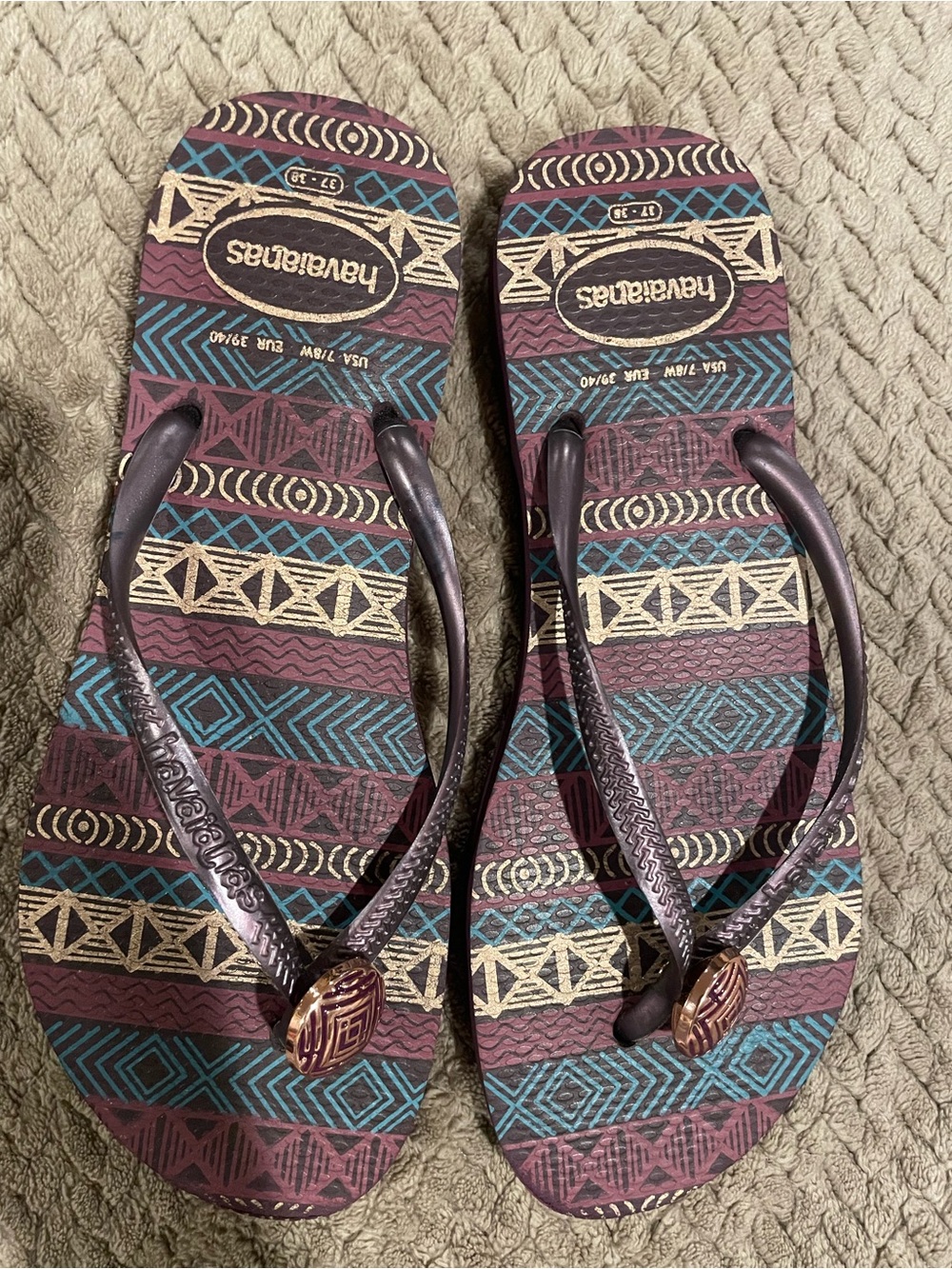 Havaianas Women's Purple & Teal Geometric Sandals